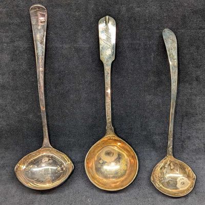 3 Vintage Silver Plated Ladles