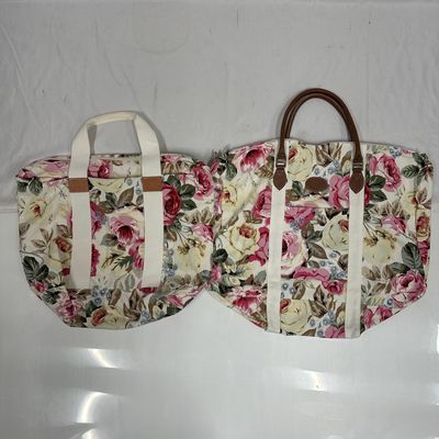 Two GAP Floral Canvas Weekender Tote Bags