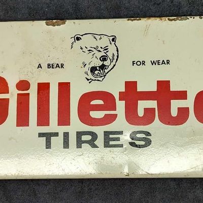 Vintage Gillette Tires Rack Display Stand Sign