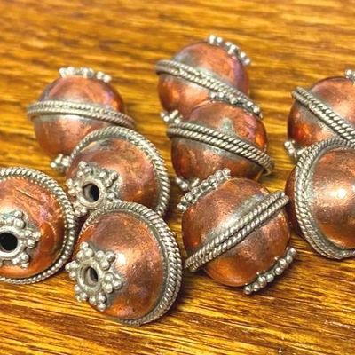.925 Silver Findings - Copper Painted Round Beads