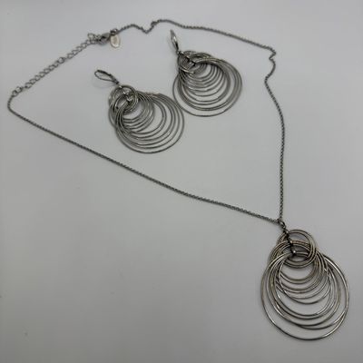 Joan Rivers Modernist Multi-Ring Statement Earrings and Necklace