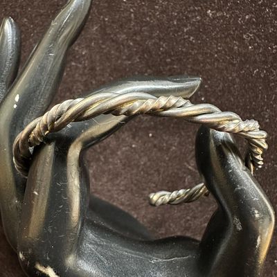 Twisted Silverwork Cable Cuff Silver Bracelet Unmarked Bangle