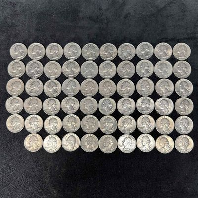 Fifty Nine 59 Coins Washington Quarters Coin Quarter Collection