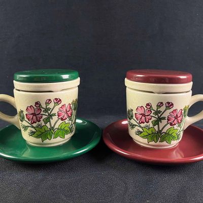 Vintage Waechtersbach Mugs w Tea Strainer and Lid