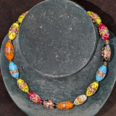 Vintage Italian Murano Colorful Art Glass Bead Necklace EEE