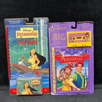 Disney Pocahontas Sing Along and Anastasia Read Along Book And Cassette