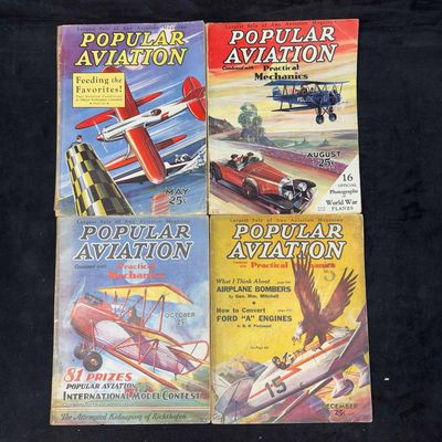 Flying and Popular Aviation Magazine 1932 Lot of 4 Four Magazines Collection Set