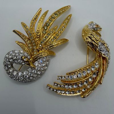 Glamour Collection Nolan Miller Rhinestone Bird Brooches AB24