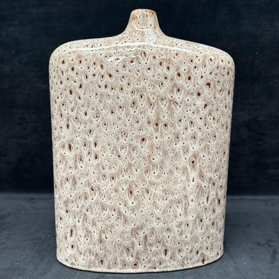 Mid Century Modern Textured Pattern Studio Pottery Vase Truman Maysapple Style White