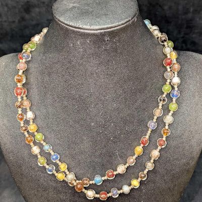 Vintage Italian Murano Colorful Art Glass Bead Necklace TTT