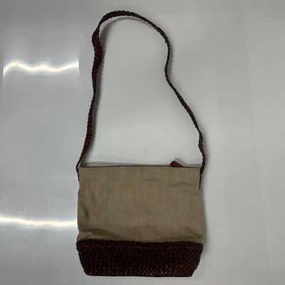 Talbots Woven Leather and Canvas Shoulder Bag with Braided Strap