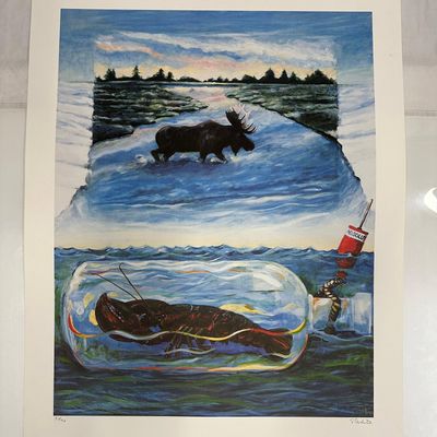 Signed and Numbered Absolut Statehood Maine Suzanna White Print Lithograph