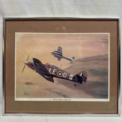 Framed Battle of Britain Douglas Bader Legless Ace Hawker Hurricane Plane Art Print