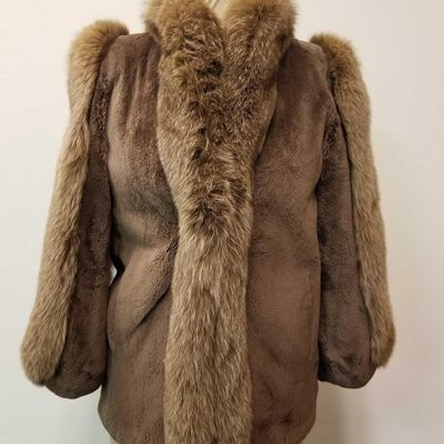 Sheared Lamb with Fox Trim Midlength Coat by WM Pinkers San Francisco
