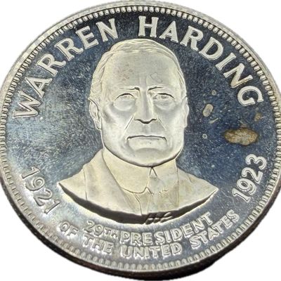 Warren G Harding Sterling Silver Presidential Coin