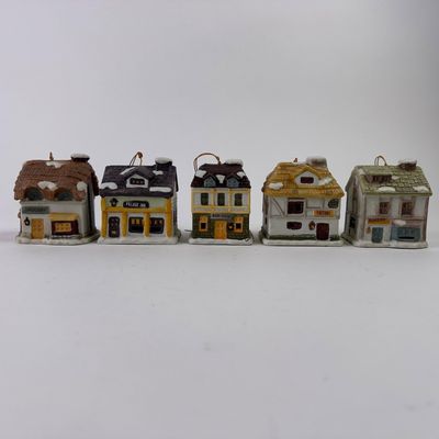 Dickens Village Bell Lites Porcelain Christmas Ornaments Tree or Table Top Set 5