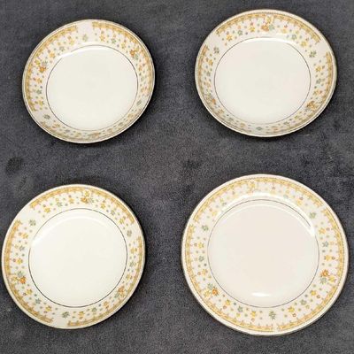 4 Retired Garden Bouquet Dessert Bowls & Bread & Butter Plate
