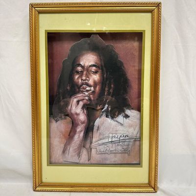 Bob Marley Framed 3D Cutout Print Signed Mixed Media Raised Cutout