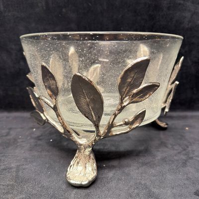 Michael Aram Olive Leaf Branch Glass Bowl Centerpiece Sleepy Hollow