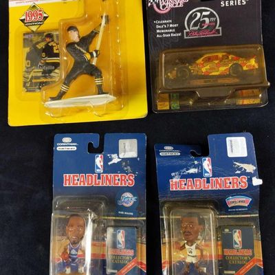 4 Sports Figures Basketball Racing Hockey