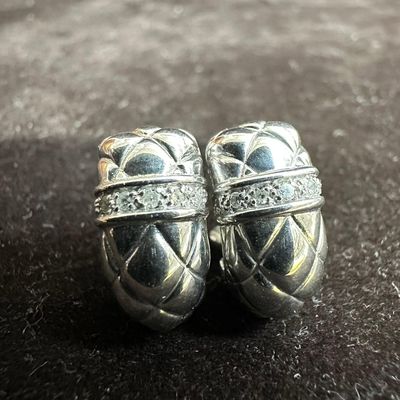 Sterling Silver Art Deco Clip Earrings Thailand 925 Moissanite Diamond