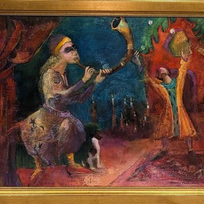 Framed Original Oil On Canvas Entertainer Bard R25