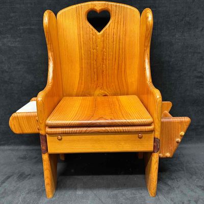 Wooden Child’s Potty Chair with Heart Cutout and Removable Plastic Chamber