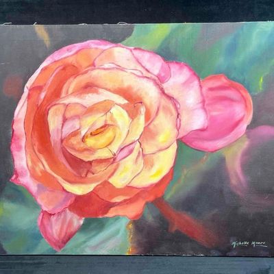 Michelle Moore Original Acrylic On Canvas Rose