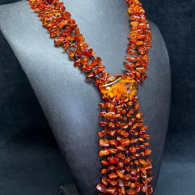 Large Amber String Necklace