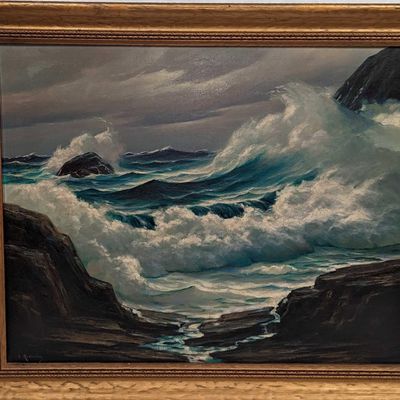 Leonard Rodowicz Seascape Original Oil Painting J