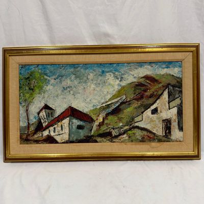 Robert LeBron Signed Oil on Canvas European Village Landscape Framed