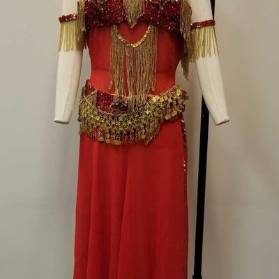 Red Beaded Belly Dancing Complete Outfit Costume