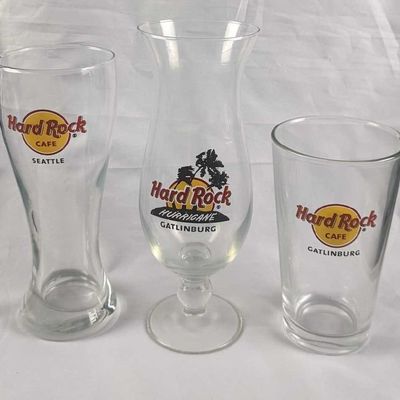 3 Hard Rock Cafe Drinking Glasses
