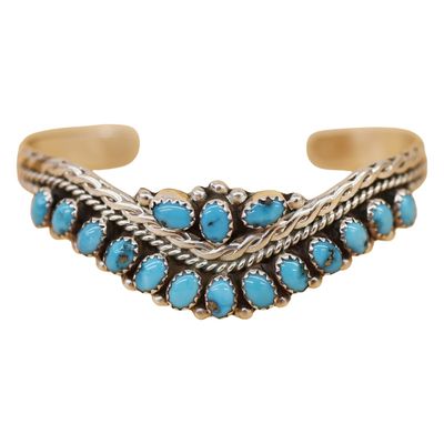 Sale Photo Thumbnail #8: Nancy Haloo Zuni Sterling Turquoise Cuff