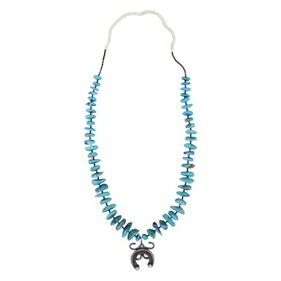 Sale Photo Thumbnail #4: Native American Silver & Turquoise Naja Necklace
