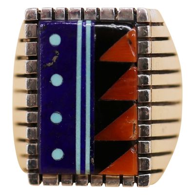 Sale Photo Thumbnail #62: Veronica Benally Navajo Sterling Inlaid Ring - 9