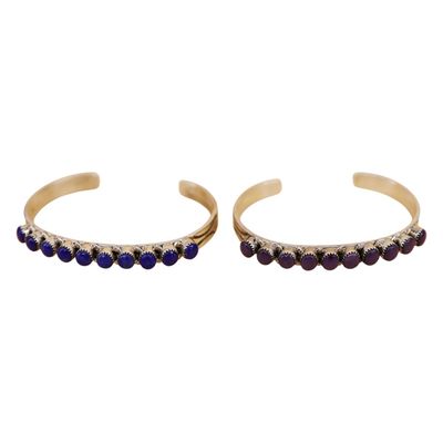 Sale Photo Thumbnail #21: P.D. Coonsis Zuni Stacking Sterling Stone Cuffs