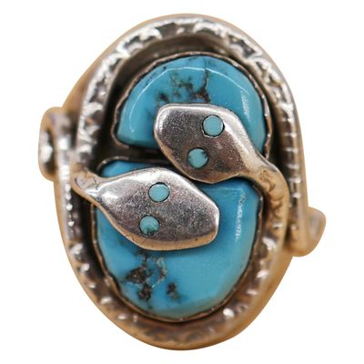 Sale Photo Thumbnail #52: Signed Effie C. Sterling Turquoise Snake Ring
