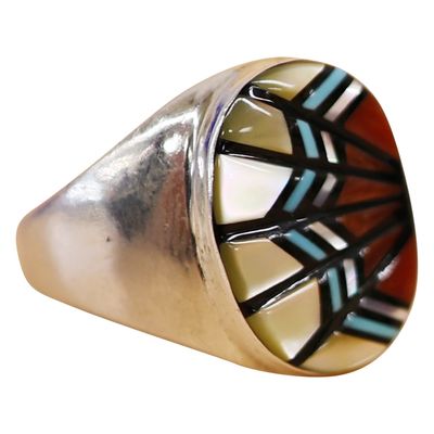 Sale Photo Thumbnail #51: Angelena Laahtty Zuni Sterling Multi Inlay Ring 12