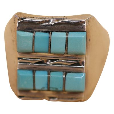 Sale Photo Thumbnail #83: Gilbert & Mildred Calavaza Sterling Turquoise Ring