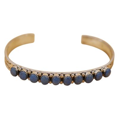 Sale Photo Thumbnail #82: Signed H. M. Coonsis Zuni Sterling Lapis Cuff