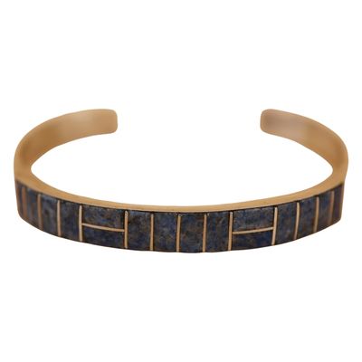 Sale Photo Thumbnail #54: Signed RVN Zuni Sterling Inlaid Lapis Cuff