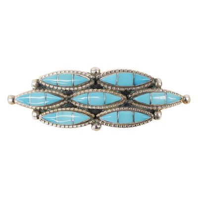 Sale Photo Thumbnail #61: Leola Nastacio Zuni Sterling Turquoise Pin Pendant