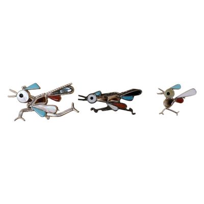 Sale Photo Thumbnail #18: Zuni Inlaid Roadrunner Pin Pendant Lot