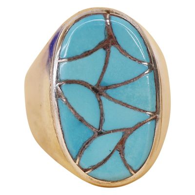 Sale Photo Thumbnail #84: Navajo Emma Lincoln Bonney Sterling Turquoise Ring