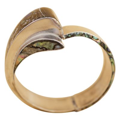 Sale Photo Thumbnail #59: Signed EAC Sterling & Inlaid Abalone Cuff Bracelet