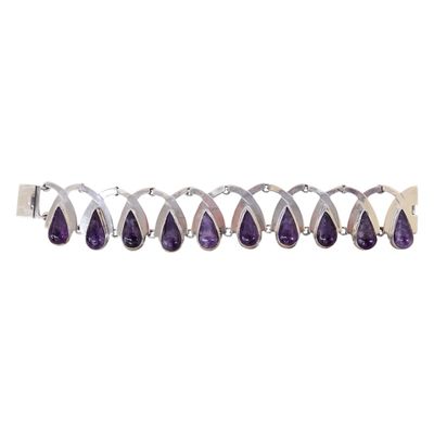 Sale Photo Thumbnail #78: Signed FAR FAN Mexico Sterling Amethyst Bracelet