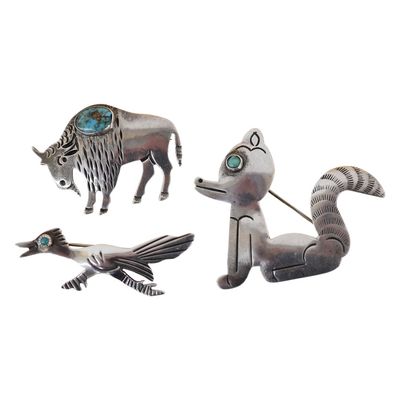 Sale Photo Thumbnail #48: Native American Sterling Figural Brooch Lot