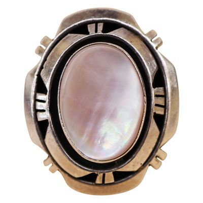 Sale Photo Thumbnail #67: Norbert Becenti Navajo Sterling Abalone Ring 7 1/4