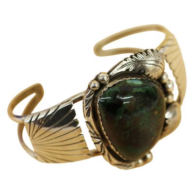 Sale Photo Thumbnail #11: Benson Ration Navajo Sterling Turquoise Cuff